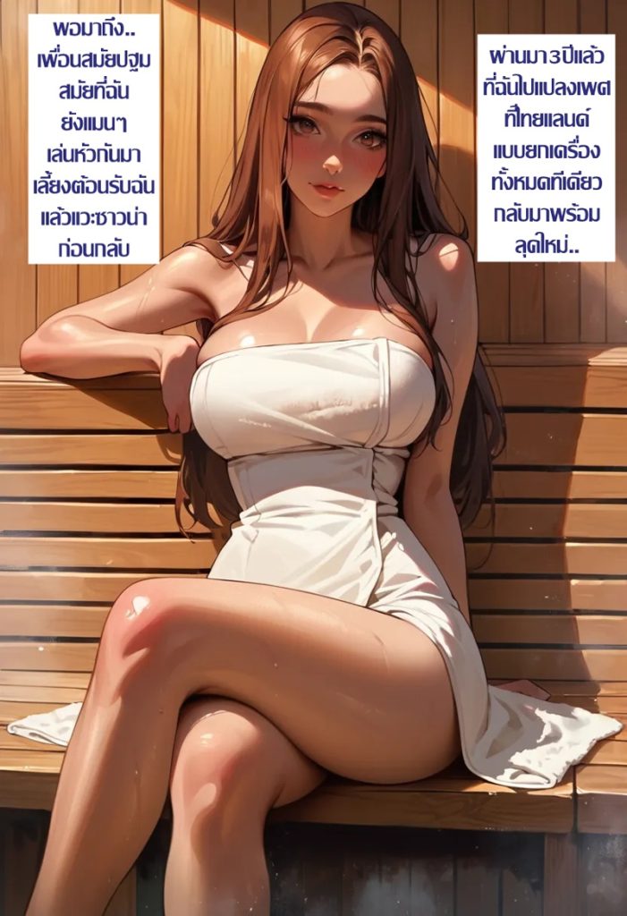โดจิน สาวดุ้นกับลุงขี้เมา ณ ห้องซาวน่า – ลุคใหม่หลังแปลงเพศ แปลไทย